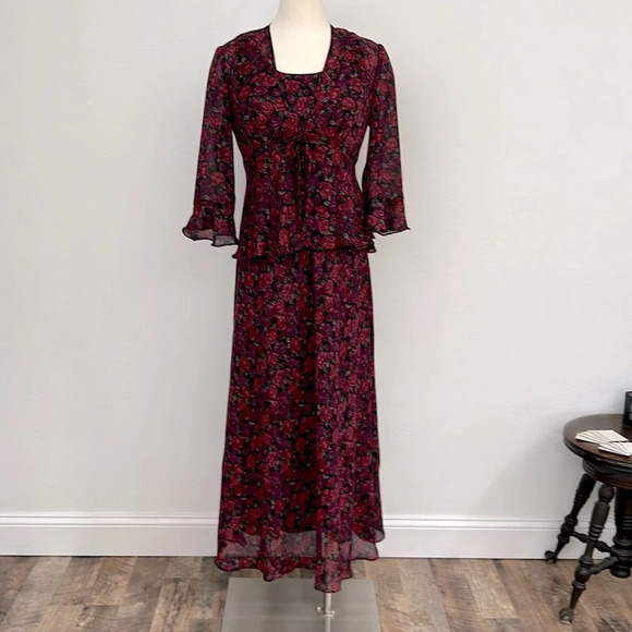 Vintage Positive Attitude 2-Piece Floral Set Dress Size 6 - Picture 2 of 12